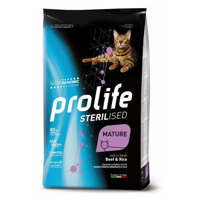 Prolife Sterilised Mature Manzo&Riso 1,5kg Crocchette per Gatti Prolife Sterilised Mature Manzo&Riso 1,5kg Crocchette per Gatti